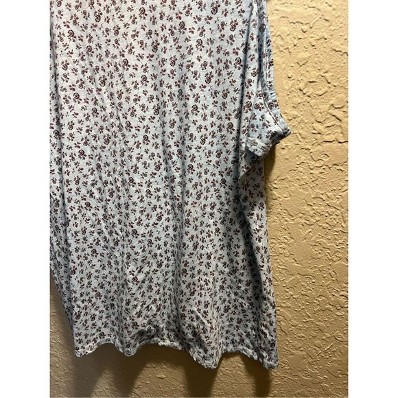 Democracy Blue Floral Cold Shoulder Shirt Woman’s Size XL - Picture 8 of 9